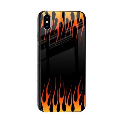 Flames Hot Red sleek iphone xs max cover with tempered glass back and TPU edges