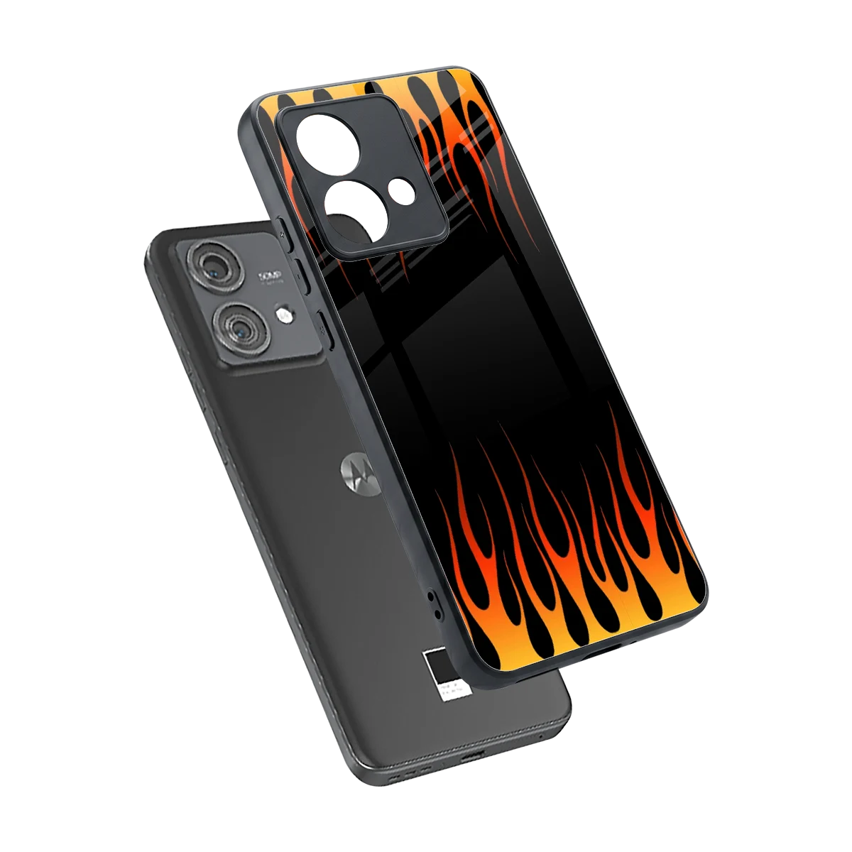 Flames Hot Red sleek motorola edge 40 neo 5g cover with tempered glass back and TPU edges