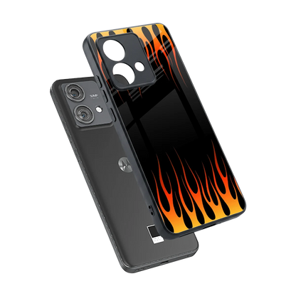 Flames Hot Red sleek motorola edge 40 neo 5g cover with tempered glass back and TPU edges
