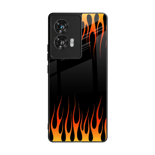 Flames Hot Red back phone cover | glass case for motorola edge 50 fusion