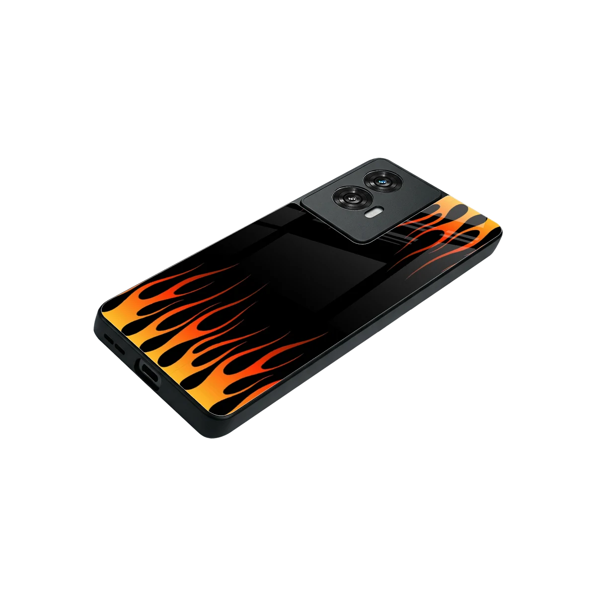 Flames Hot Red stylish phone case for motorola edge 50 fusion | glossy glass and slim fit