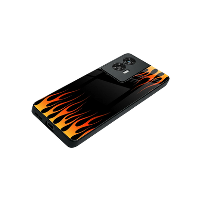 Flames Hot Red stylish phone case for motorola edge 50 fusion | glossy glass and slim fit