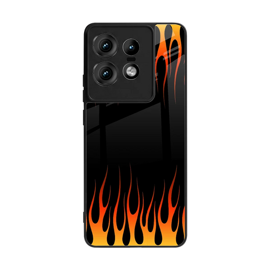 Flames Hot Red back phone cover | glass case for motorola edge 50 pro