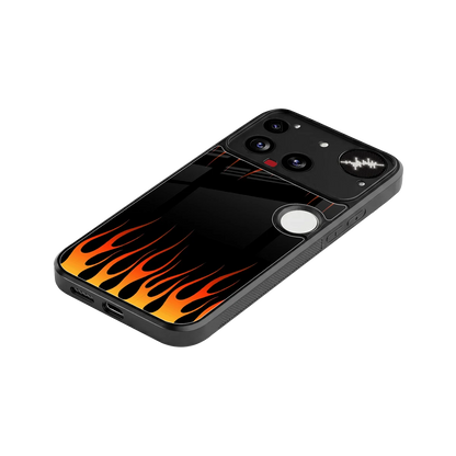 Flames Hot Red stylish phone case for nothing phone 3 | glossy glass and slim fit