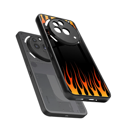 Flames Hot Red sleek nothing phone 3a pro cover with tempered glass back and TPU edges