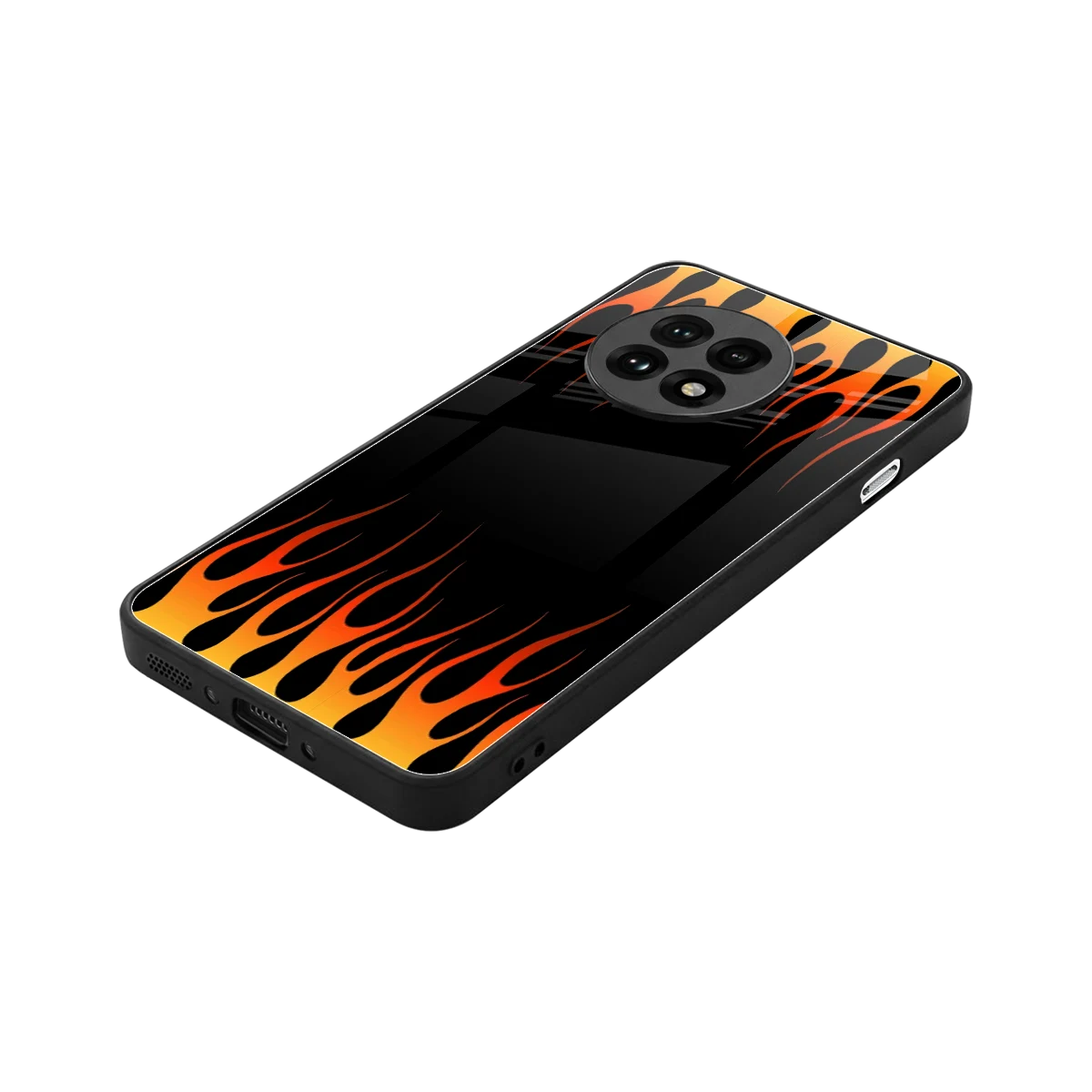 Flames Hot Red stylish phone case for oneplus 13r | glossy glass and slim fit