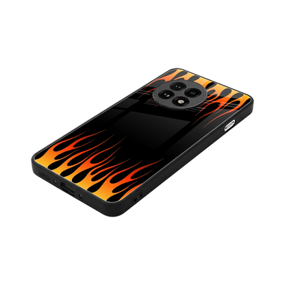 Flames Hot Red stylish phone case for oneplus 13r | glossy glass and slim fit