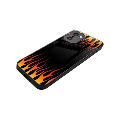 Flames Hot Red stylish phone case for oneplus 15r | glossy glass and slim fit