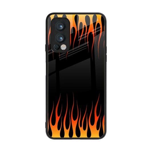 Flames Hot Red back phone cover | glass case for oneplus nord 2