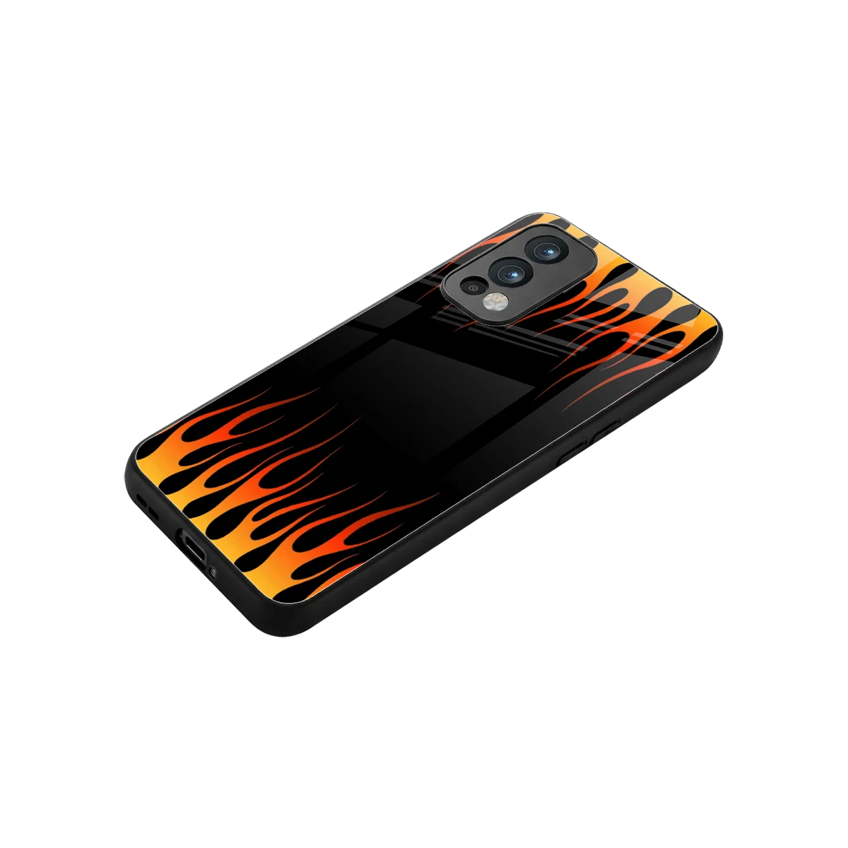 Flames Hot Red stylish phone case for oneplus nord 2 | glossy glass and slim fit