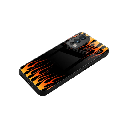Flames Hot Red stylish phone case for oneplus nord 2 | glossy glass and slim fit