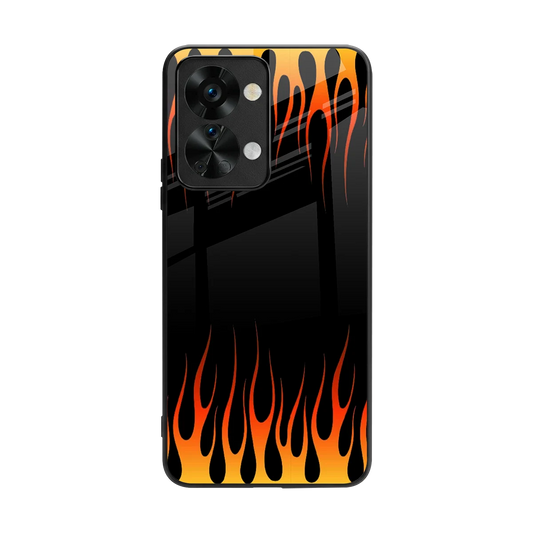 Flames Hot Red back phone cover | glass case for oneplus nord 2t