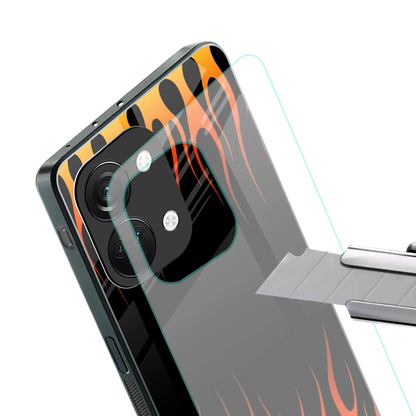 Flames Hot Red stylish phone case for oneplus nord 3 | glossy glass and slim fit