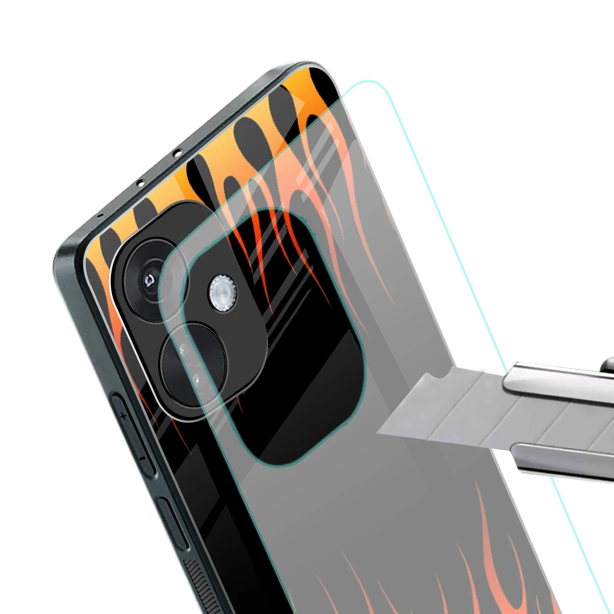 Flames Hot Red stylish phone case for oneplus nord ce 3 | glossy glass and slim fit