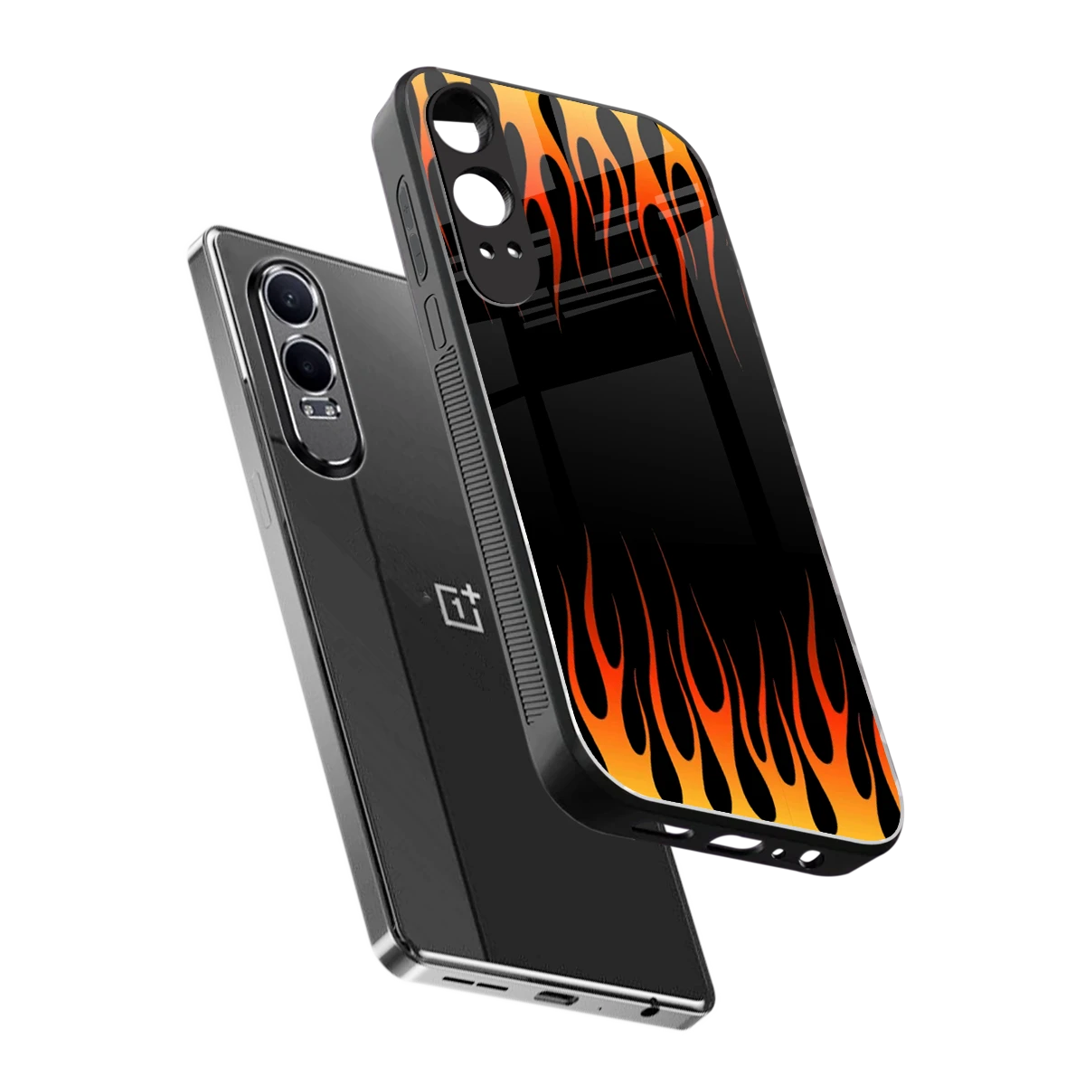 Flames Hot Red sleek oneplus nord ce 4 lite cover with tempered glass back and TPU edges