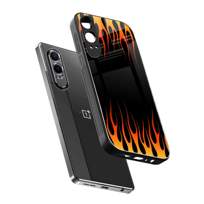 Flames Hot Red sleek oneplus nord ce 4 lite cover with tempered glass back and TPU edges