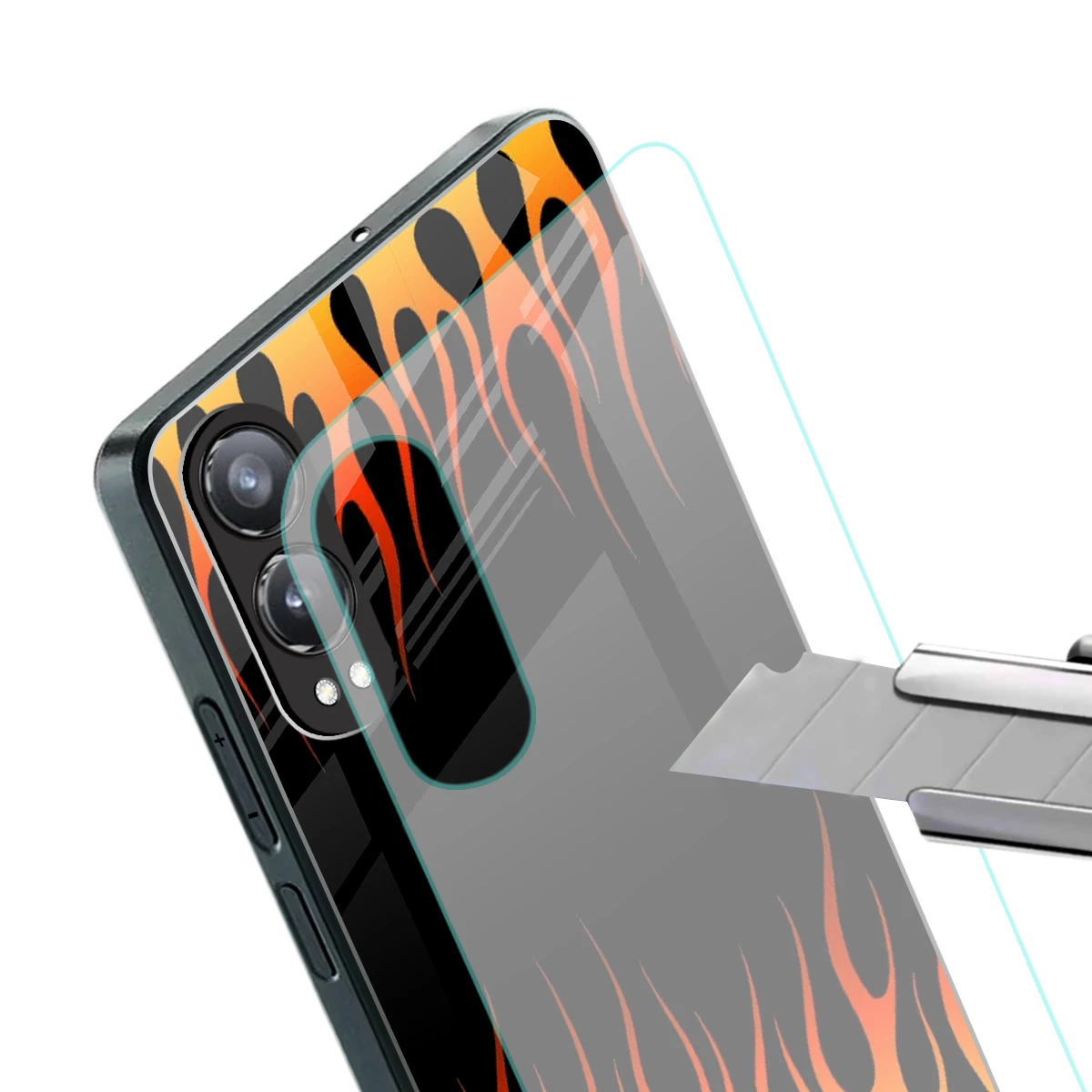 Flames Hot Red stylish phone case for oneplus nord ce 4 lite | glossy glass and slim fit