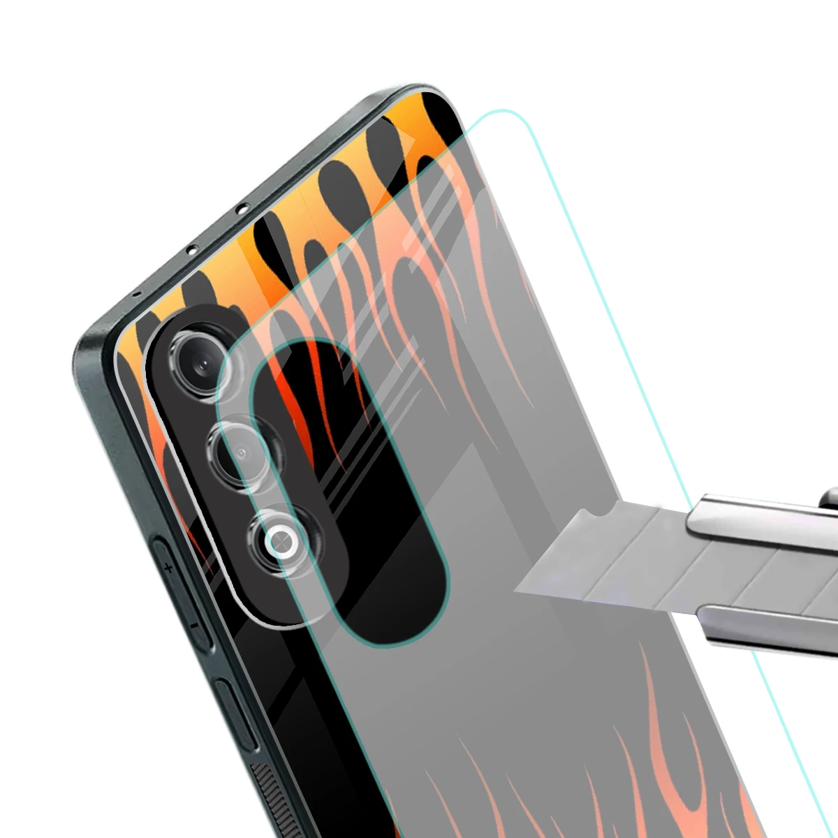 Flames Hot Red stylish phone case for oneplus nord ce 4 | glossy glass and slim fit