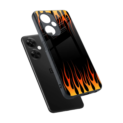 Flames Hot Red sleek oneplus nord ce 3 lite cover with tempered glass back and TPU edges