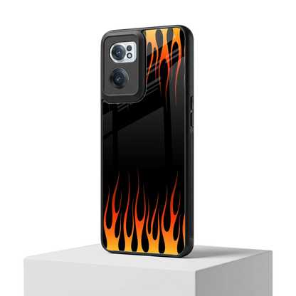 Flames Hot Red oneplus nord ce 2 mobile cover | shockproof glass phone case