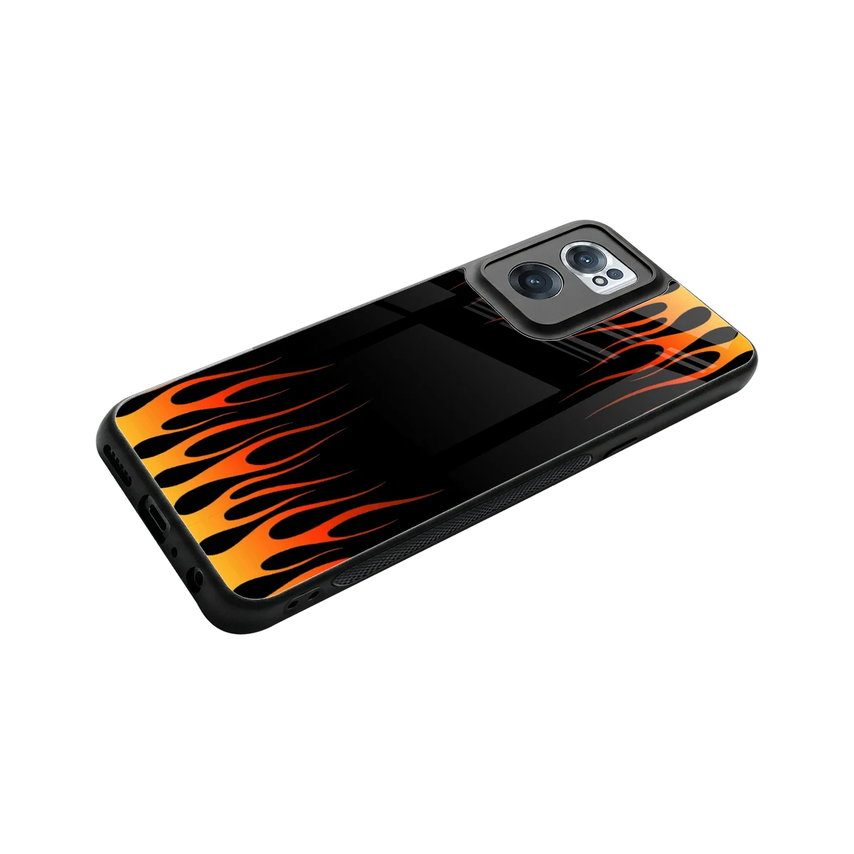 Flames Hot Red stylish phone case for oneplus nord ce 2 | glossy glass and slim fit