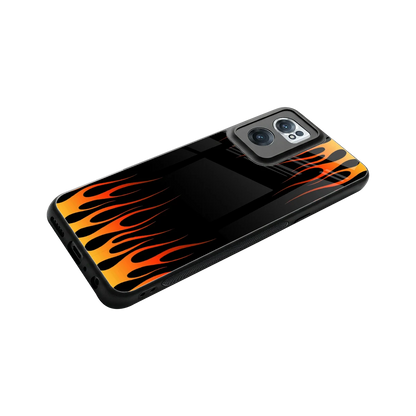 Flames Hot Red stylish phone case for oneplus nord ce 2 | glossy glass and slim fit