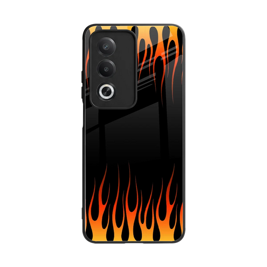 Flames Hot Red back phone cover | glass case for oppo a3 pro