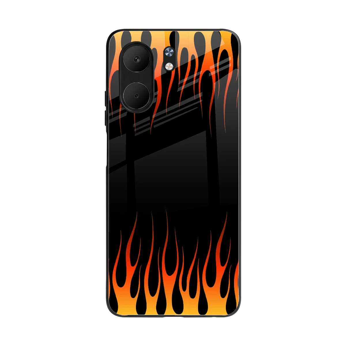Flames Hot Red back phone cover | glass case for oppo a5x 5g