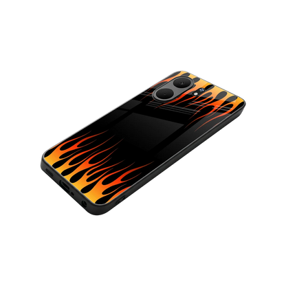 Flames Hot Red stylish phone case for oppo a5x 5g | glossy glass and slim fit