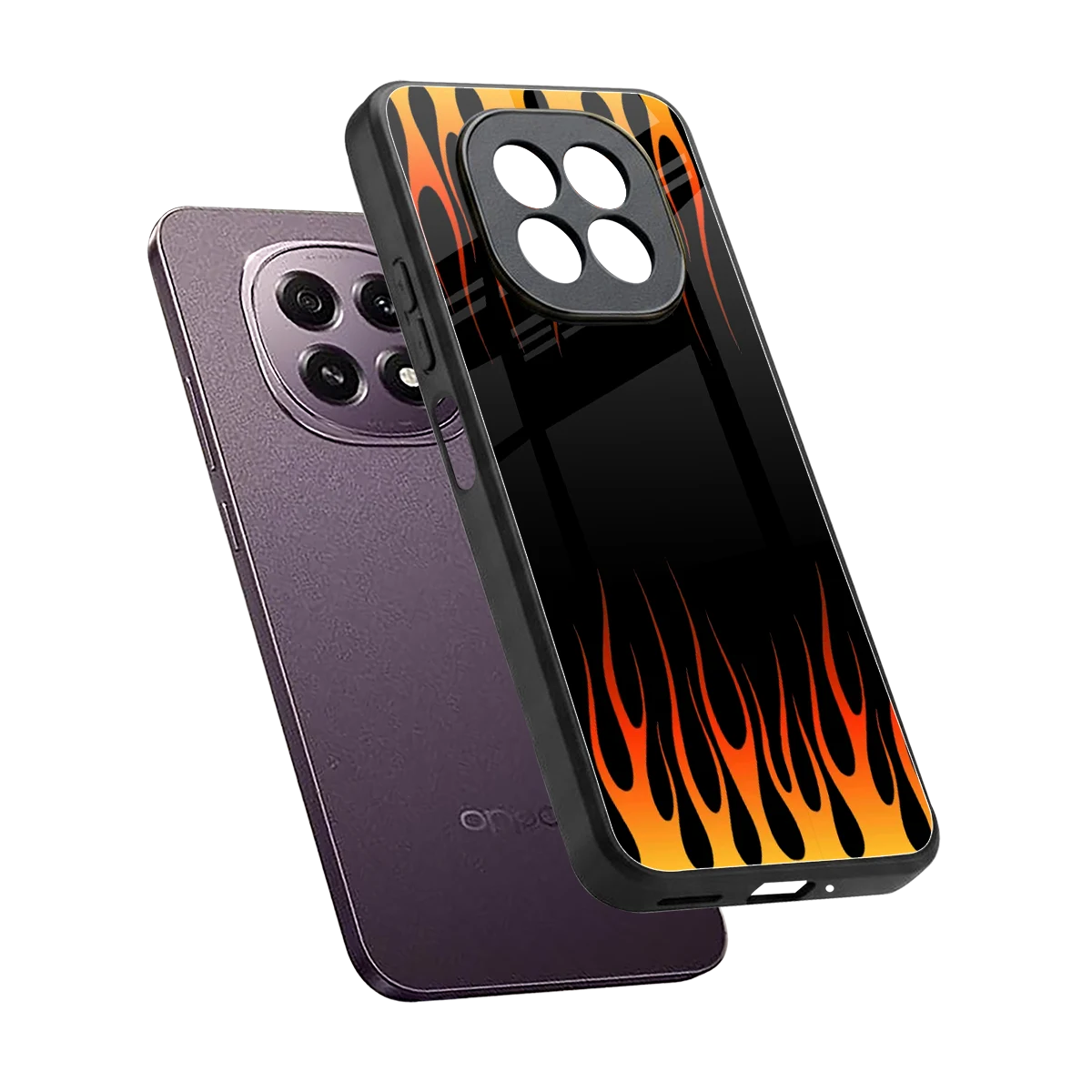 Flames Hot Red sleek oppo f29 5g cover with tempered glass back and TPU edges