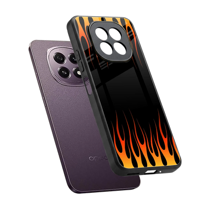 Flames Hot Red sleek oppo f29 5g cover with tempered glass back and TPU edges