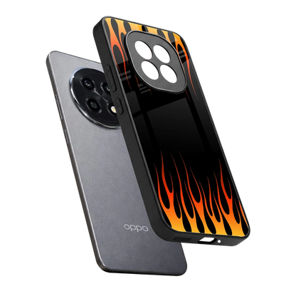 Flames Hot Red sleek oppo f29 pro 5g cover with tempered glass back and TPU edges