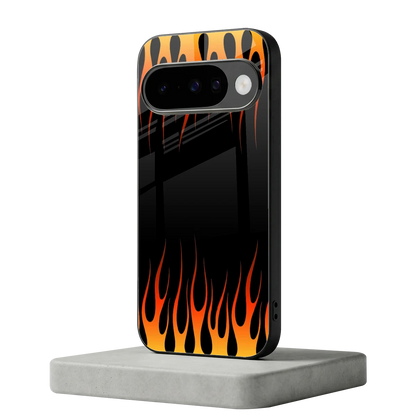 Flames Hot Red google pixel 10 mobile cover | shockproof glass phone case