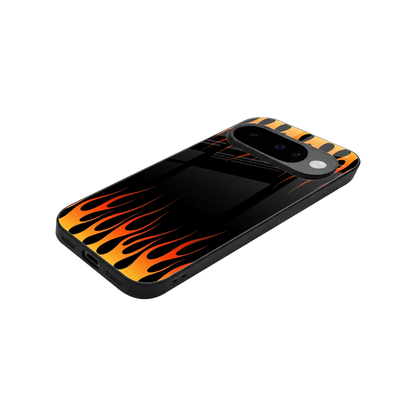 Flames Hot Red stylish phone case for google pixel 10 | glossy glass and slim fit