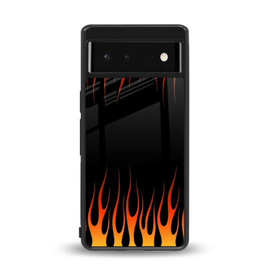 Flames Hot Red back phone cover | glass case for google pixel 6