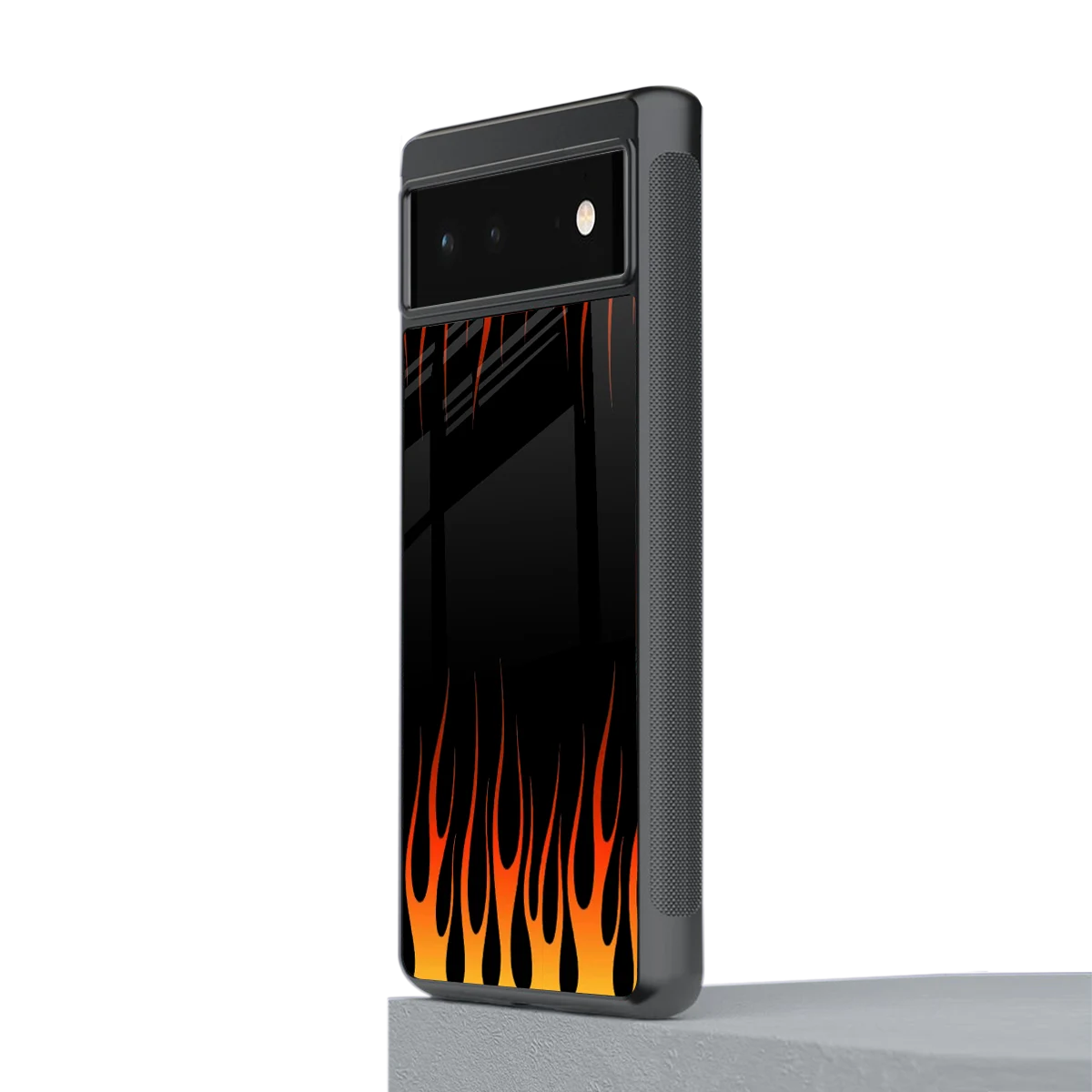 Flames Hot Red stylish phone case for google pixel 6 | glossy glass and slim fit