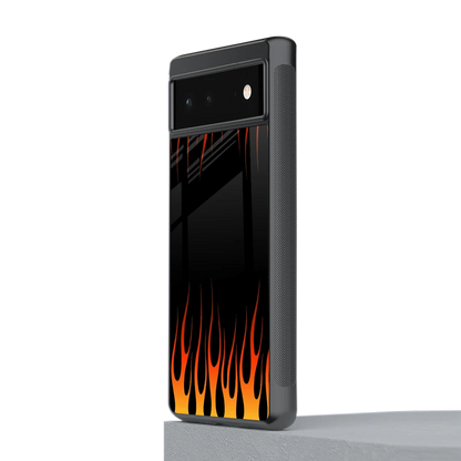 Flames Hot Red stylish phone case for google pixel 6a | glossy glass and slim fit