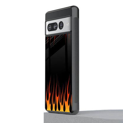 Flames Hot Red stylish phone case for google pixel 7 pro | glossy glass and slim fit