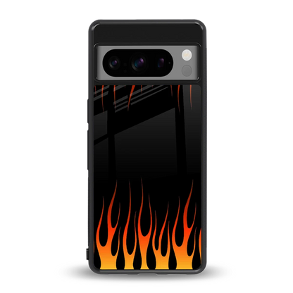 Flames Hot Red back phone cover | glass case for google pixel 8 pro