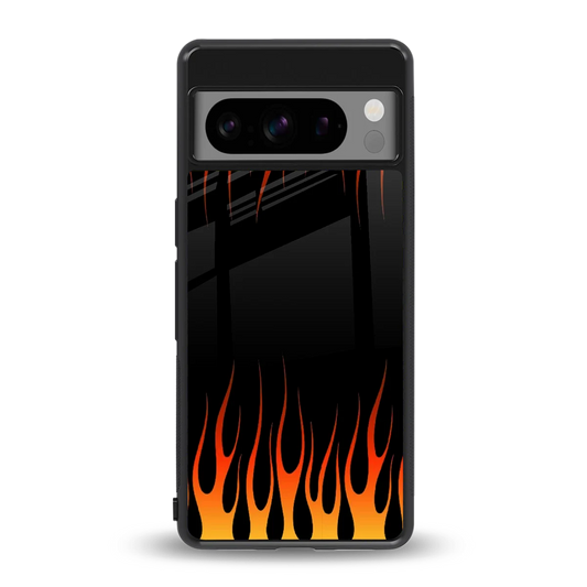 Flames Hot Red back phone cover | glass case for google pixel 8 pro