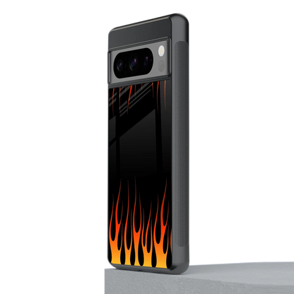 Flames Hot Red stylish phone case for google pixel 8 pro | glossy glass and slim fit