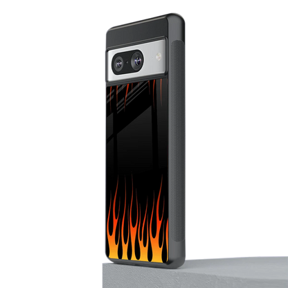 Flames Hot Red stylish phone case for google pixel 8 | glossy glass and slim fit