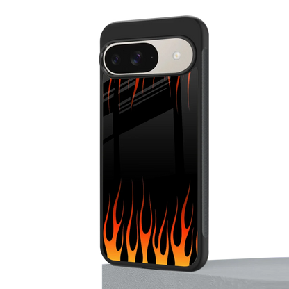 Flames Hot Red google pixel 9 mobile cover | shockproof glass phone case