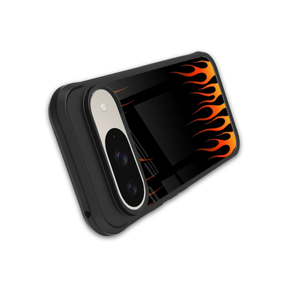 Flames Hot Red stylish phone case for google pixel 9 | glossy glass and slim fit