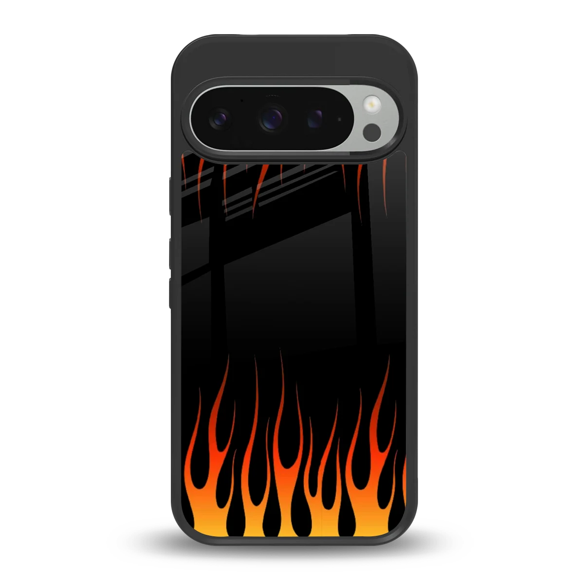 Flames Hot Red back phone cover | glass case for google pixel 9 pro