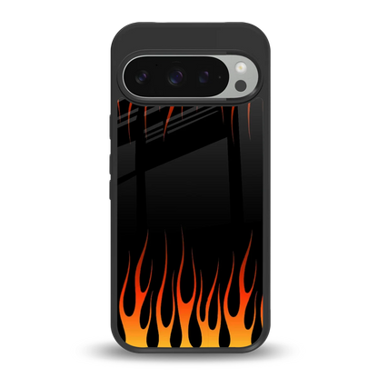 Flames Hot Red back phone cover | glass case for google pixel 9 pro
