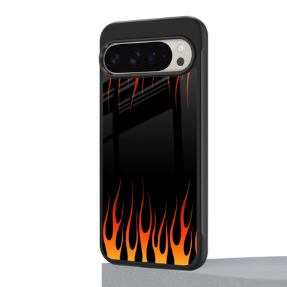 Flames Hot Red google pixel 9 pro mobile cover | shockproof glass phone case
