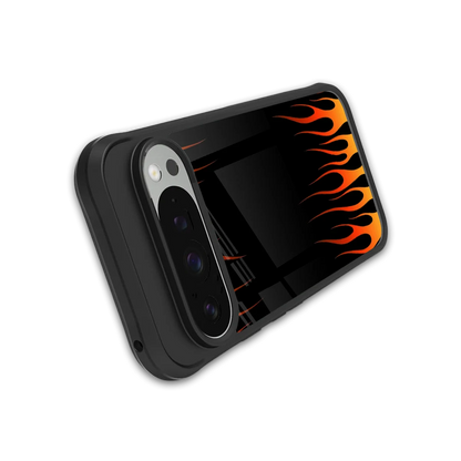 Flames Hot Red stylish phone case for google pixel 9 pro xl | glossy glass and slim fit