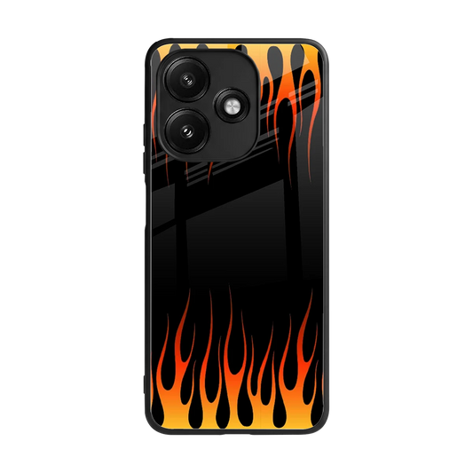 Flames Hot Red back phone cover | glass case for redmi 12 5g