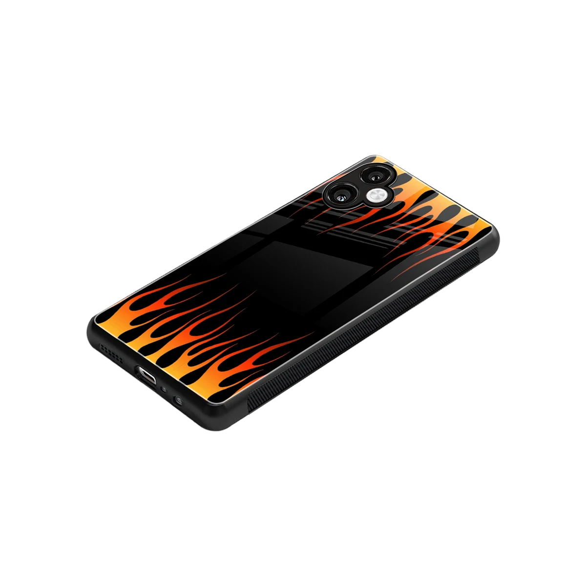 Flames Hot Red stylish phone case for samsung galaxy a06 5g | glossy glass and slim fit